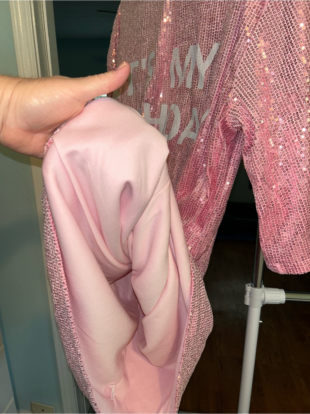 Plus size Women’s Bubblegum Pink Sequin "It's My Birthday" Top or tunic - Picture 2 of 3